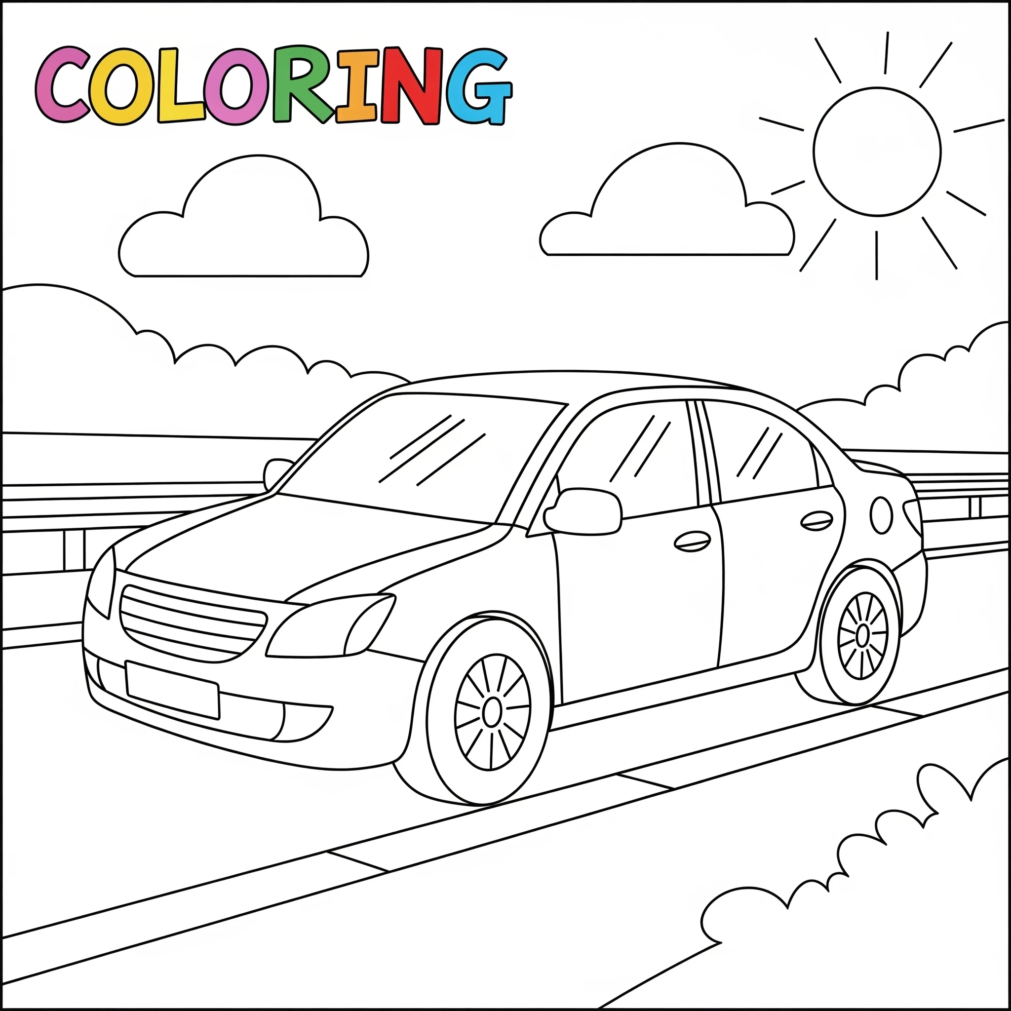 Gambar Gambar Mewarnai Mobil Sedan siap untuk diwarnai
